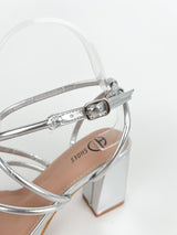 Silver interlaced platform sandal