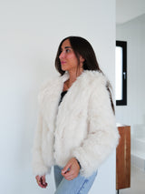 White lapel fur jacket