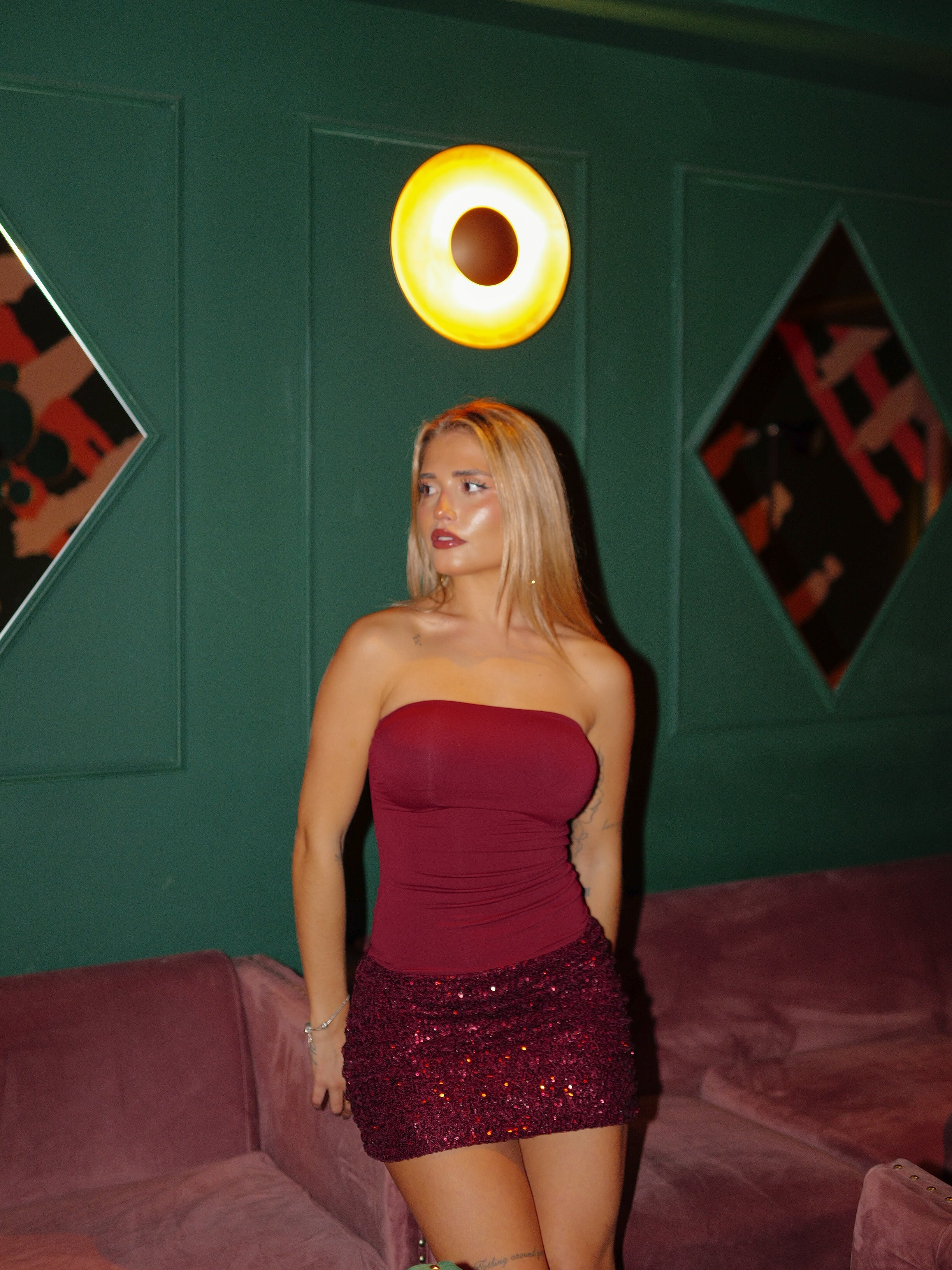 Mini dress burgundy glitter skirt word burgundy