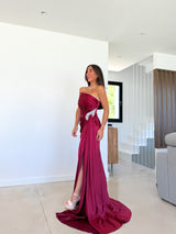 Dress with burgundy rhinestones