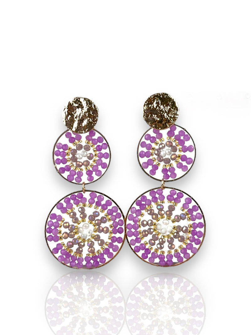 Lilac pearl design earrings