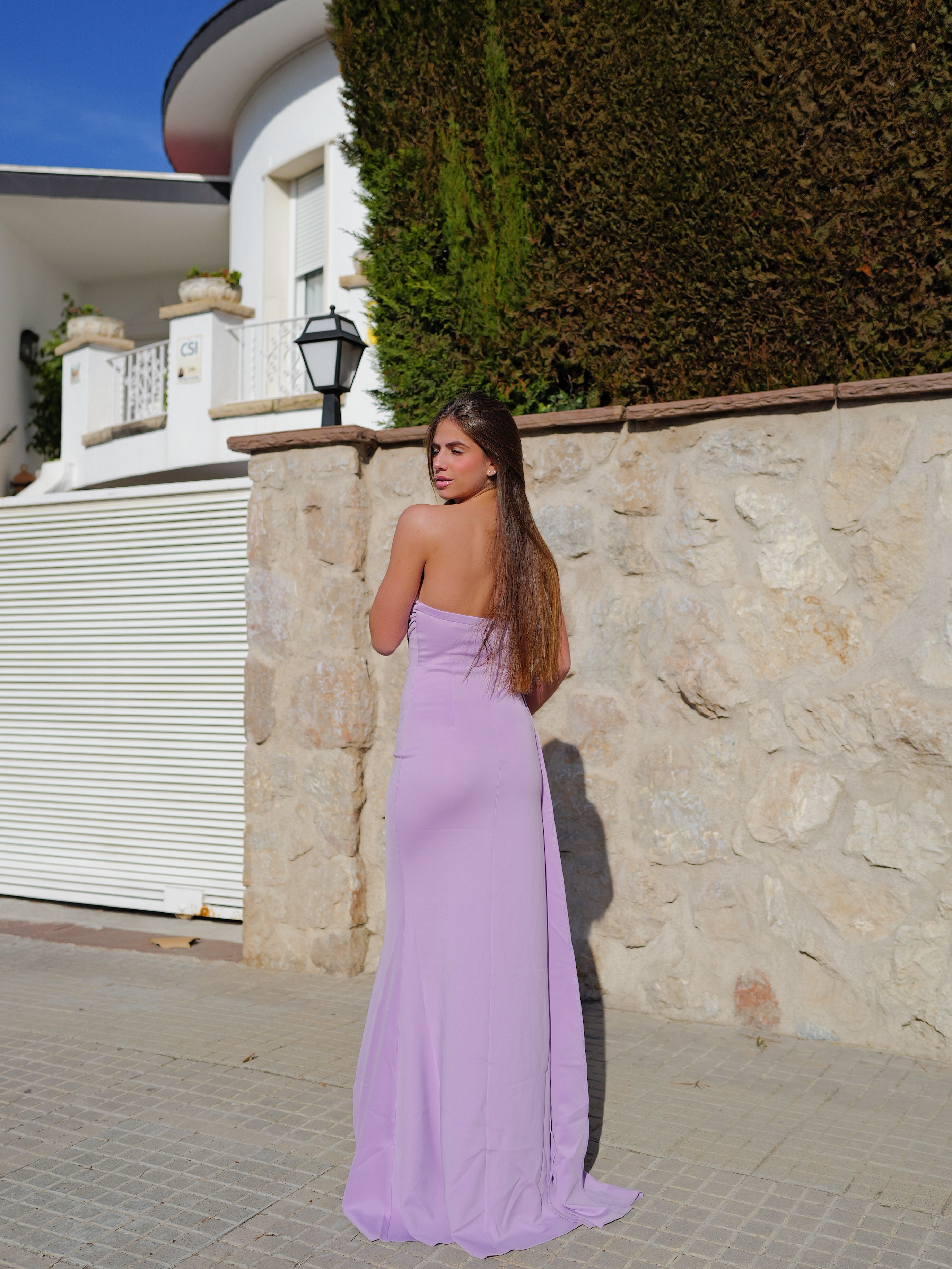 Lilac rhinestone cups dress