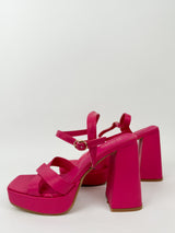 Fuchsia crossed platform sandal