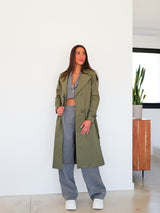 Khaki midi trench coat