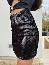 Black glitter mini skirt