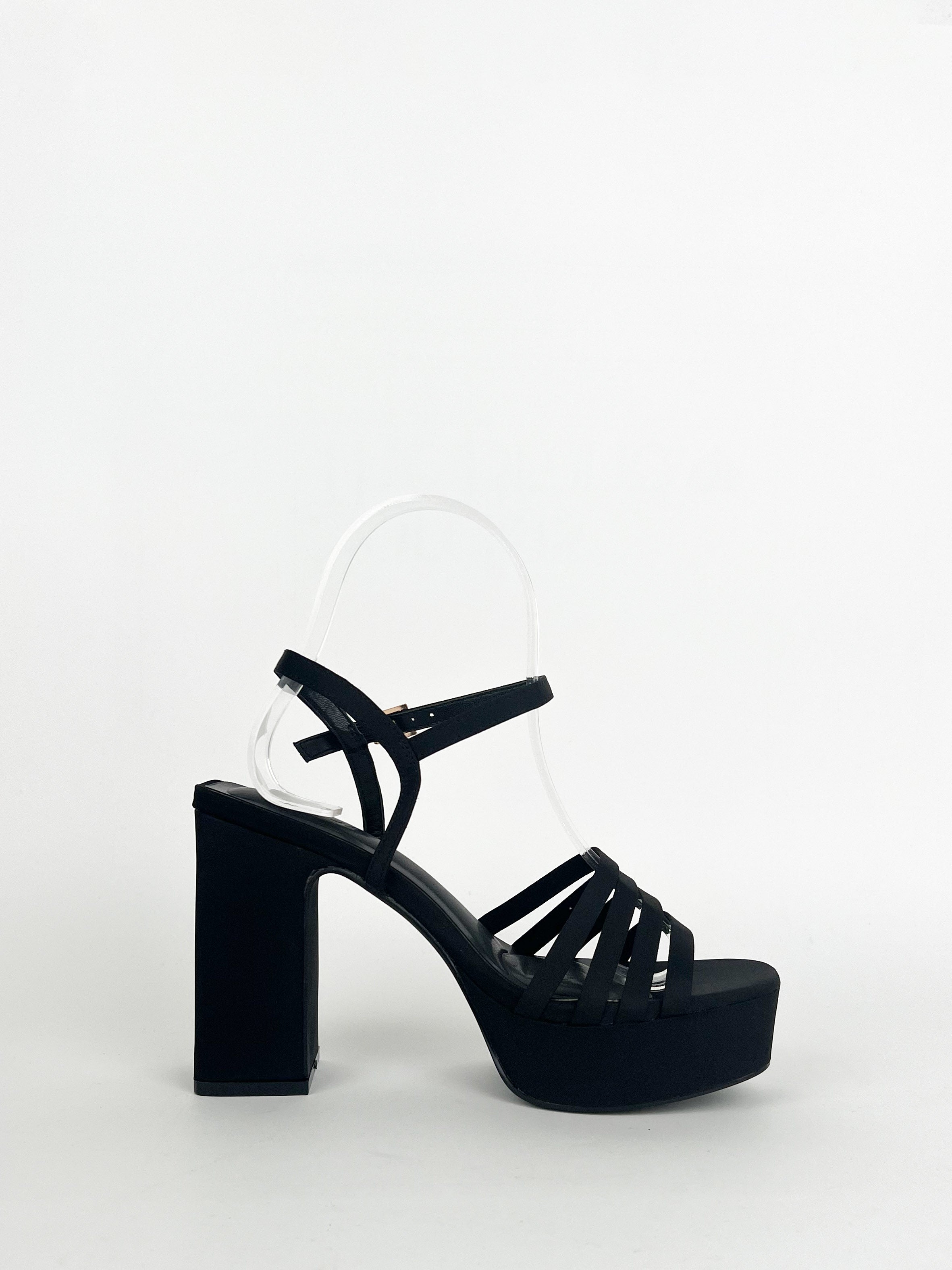 Black banded platform sandal