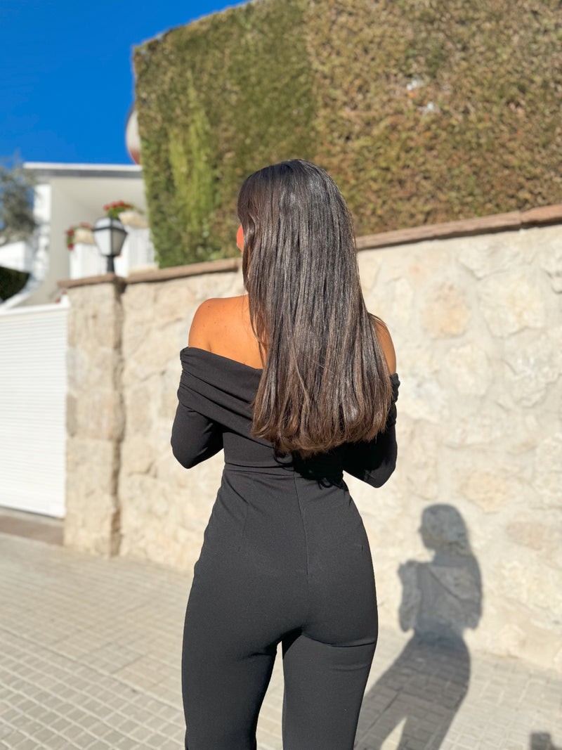 Double black bardot jumpsuit