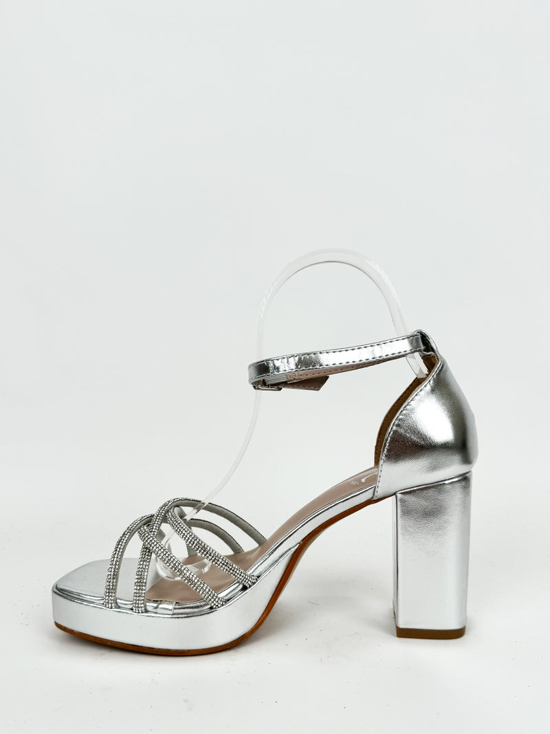 Silver glitter cross sandal