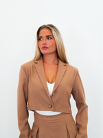 Brown cropped blazer set