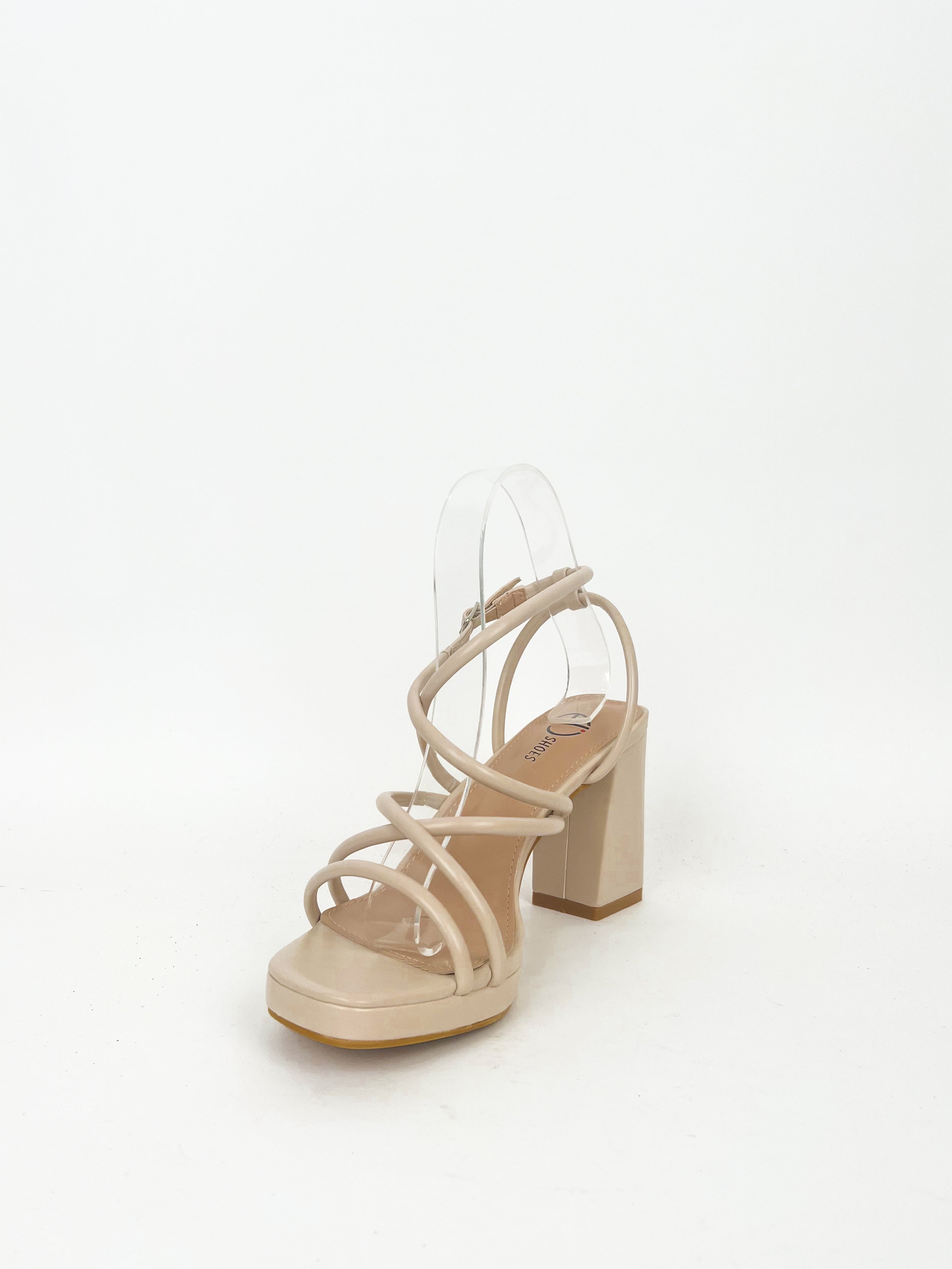 Nude interlaced platform sandal