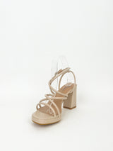 Nude interlaced platform sandal