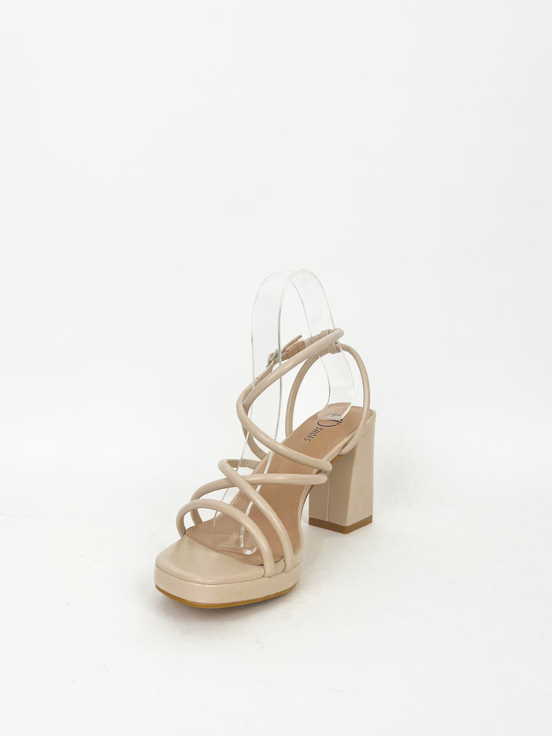 Nude interlaced platform sandal