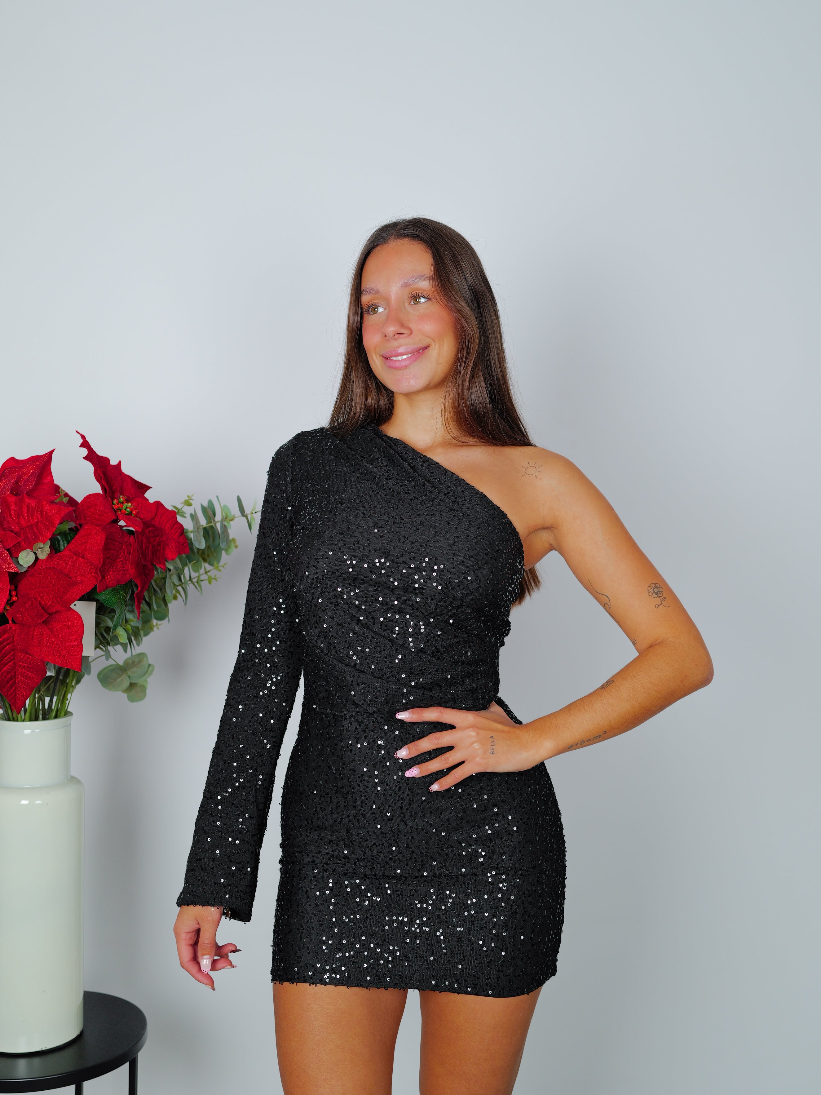 Mini dress asim tulle glitter black