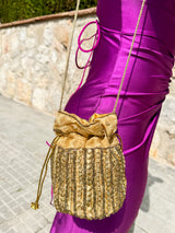 Clutch bag with golden ornaments