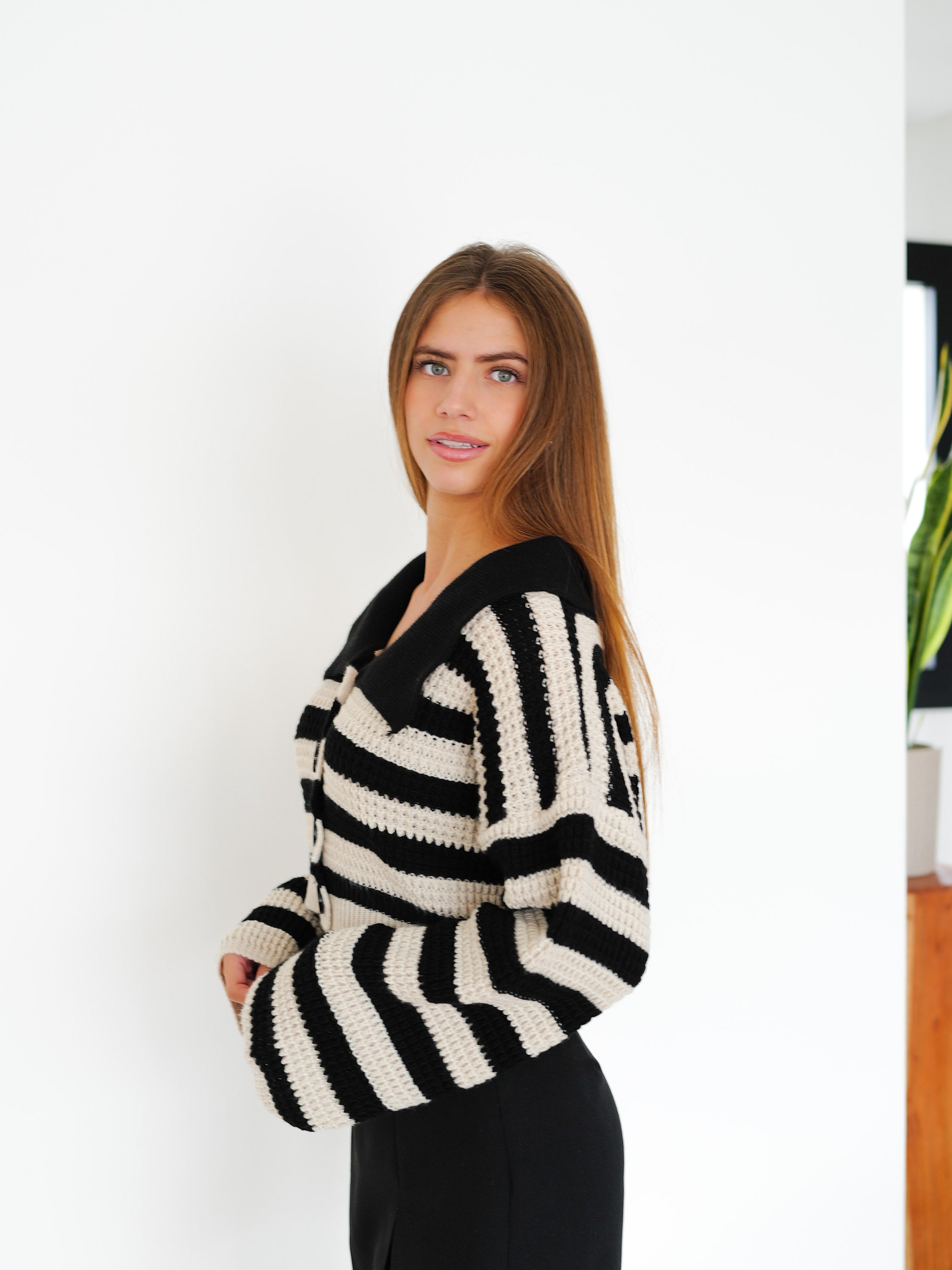 Black striped knitted sweater