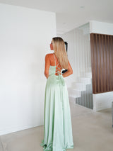 Mint intertwined satin dress