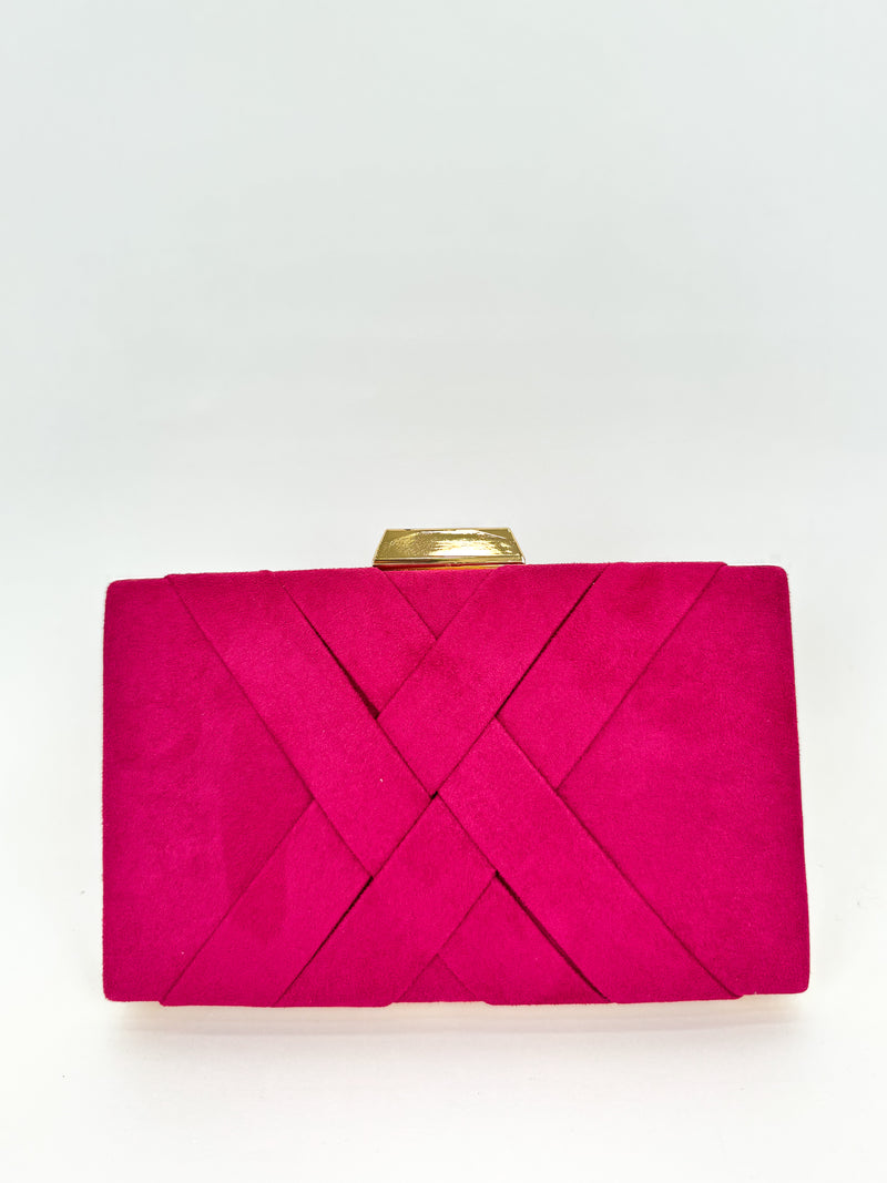 Fuchsia braided clutch