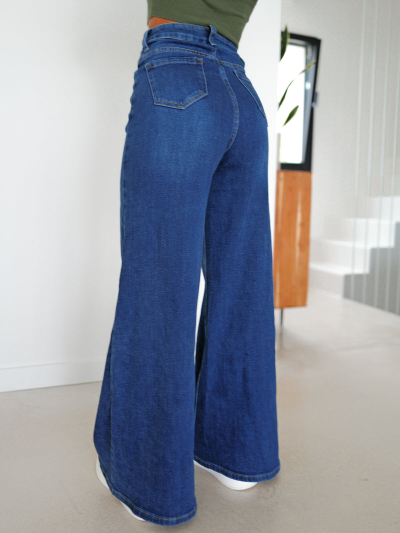 High rise bell bottom jeans