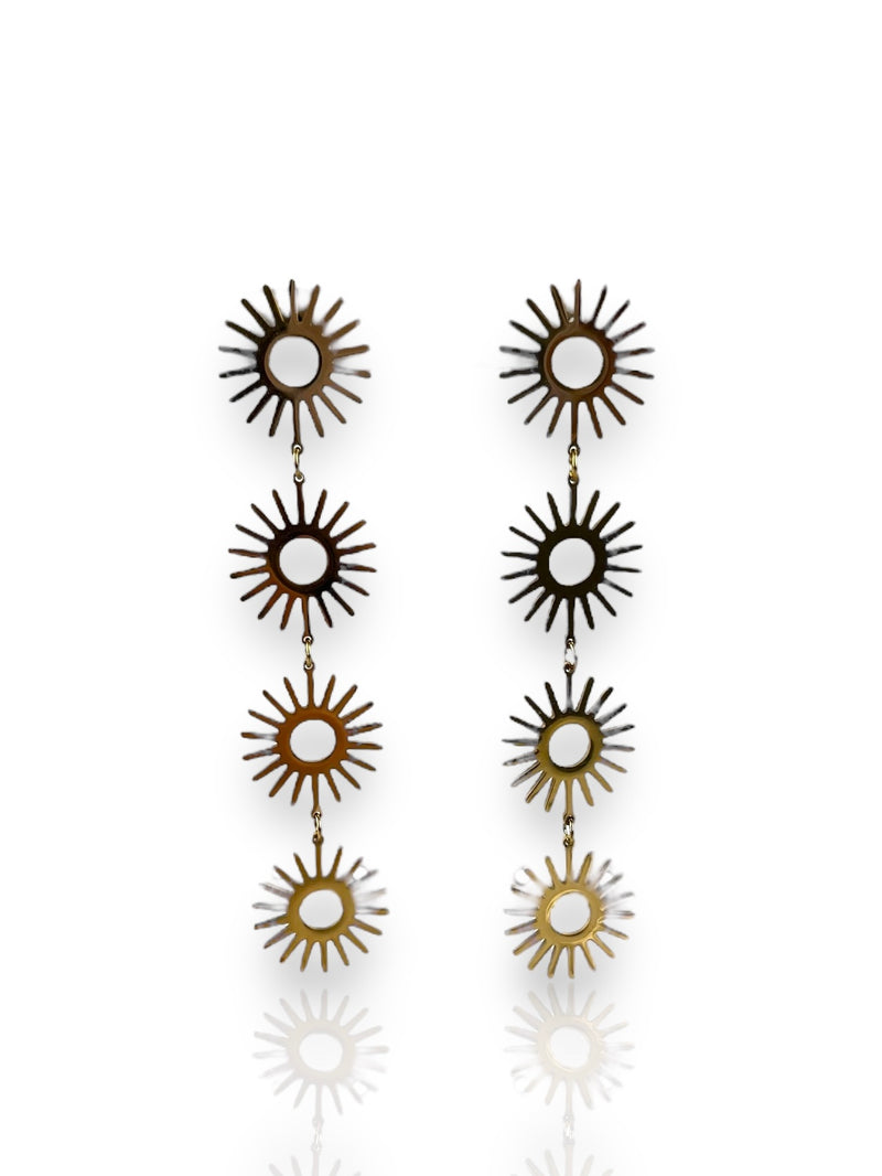 Golden suns drop earrings