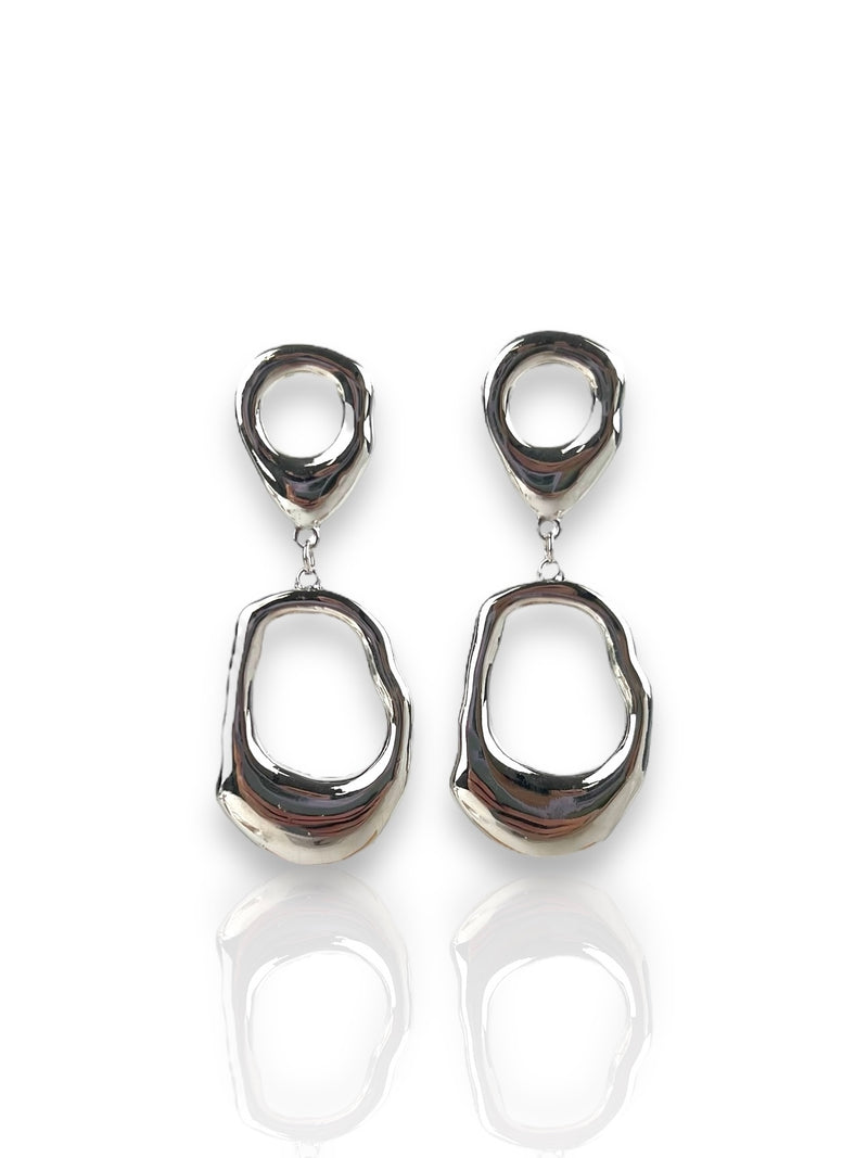 Silver plated ring earrings