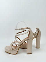 Nude interlaced heel sandal