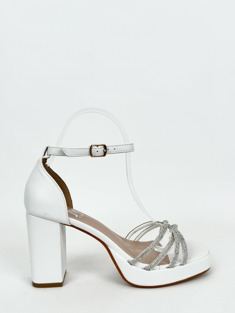 White glitter cross sandal