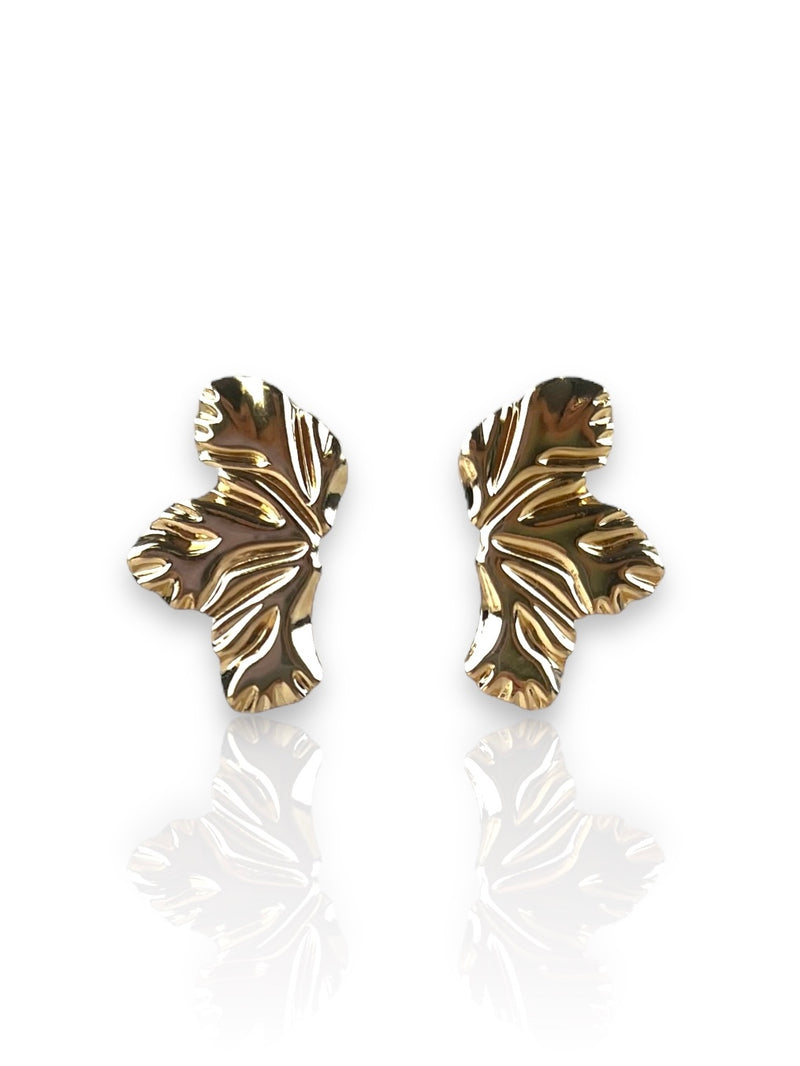 Half gold leaf earrings