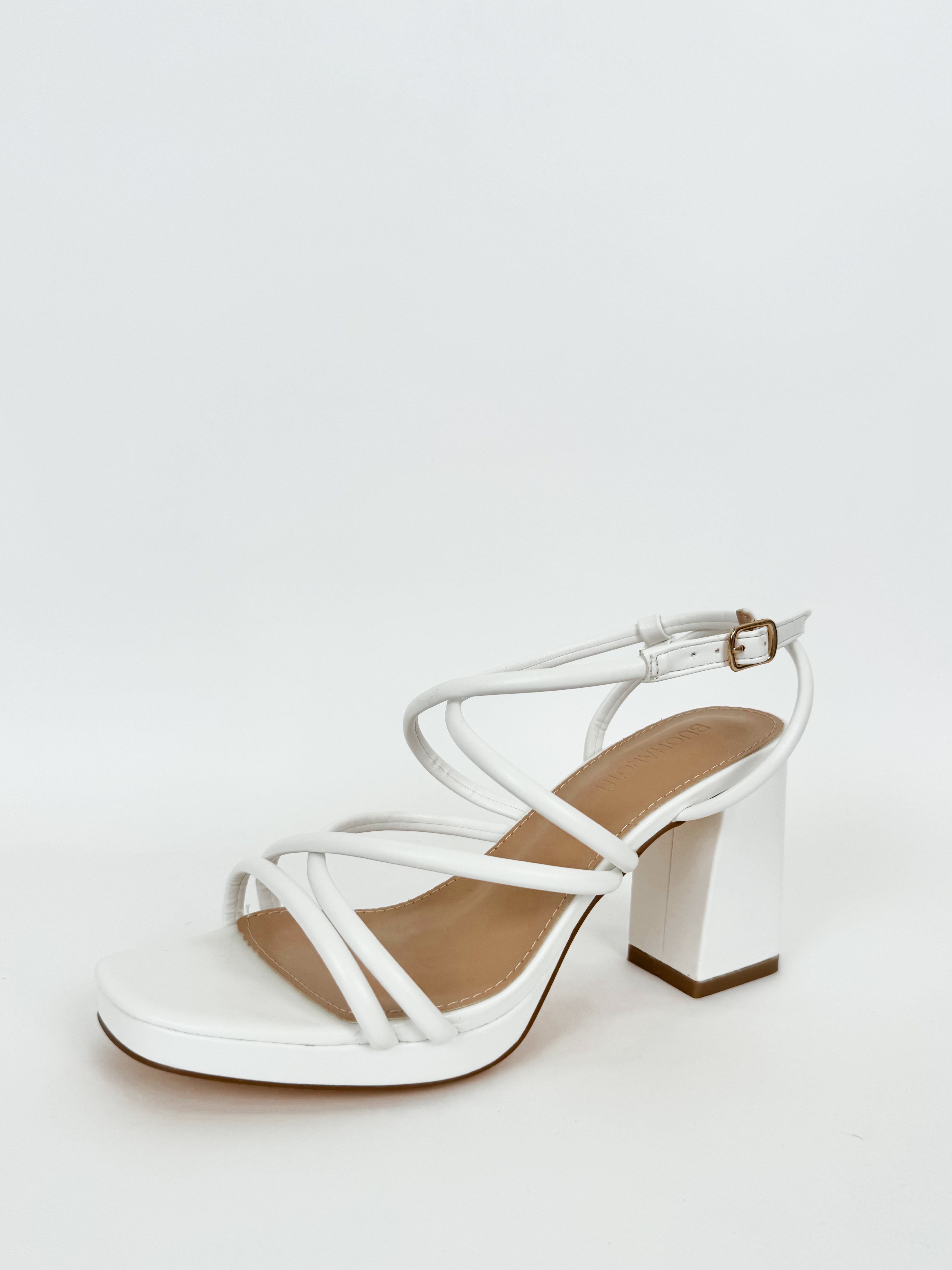 White interlaced platform sandal