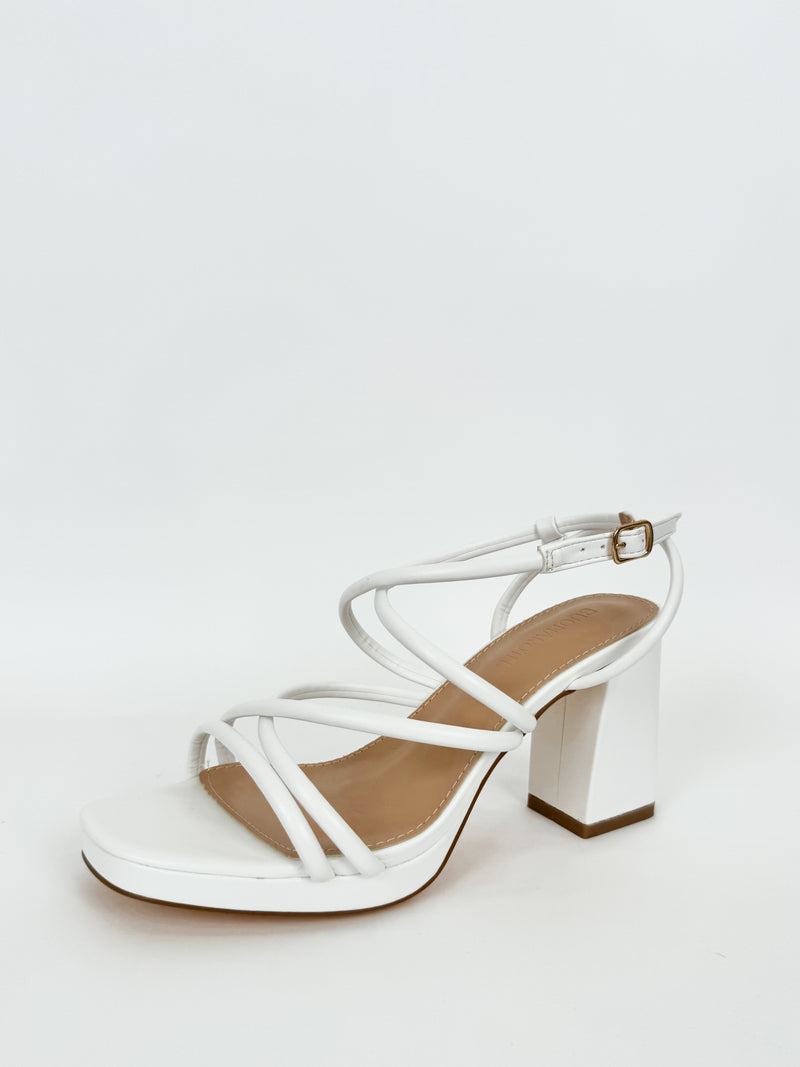 White interlaced platform sandal