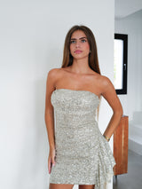 Glitter dress with pearl frill band