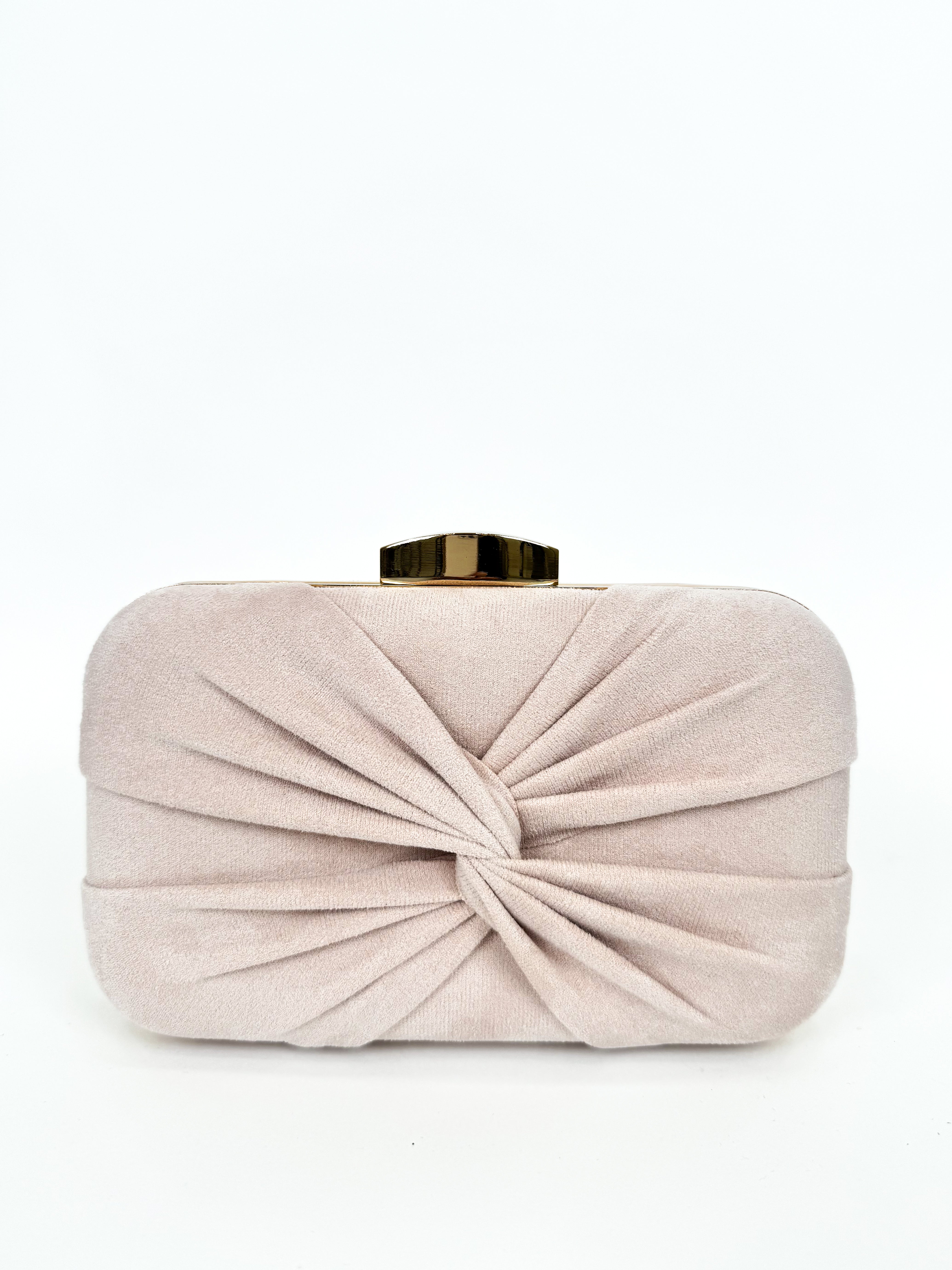 Pink crossed bow clutch