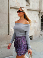 Lilac ruffled mini bow skirt