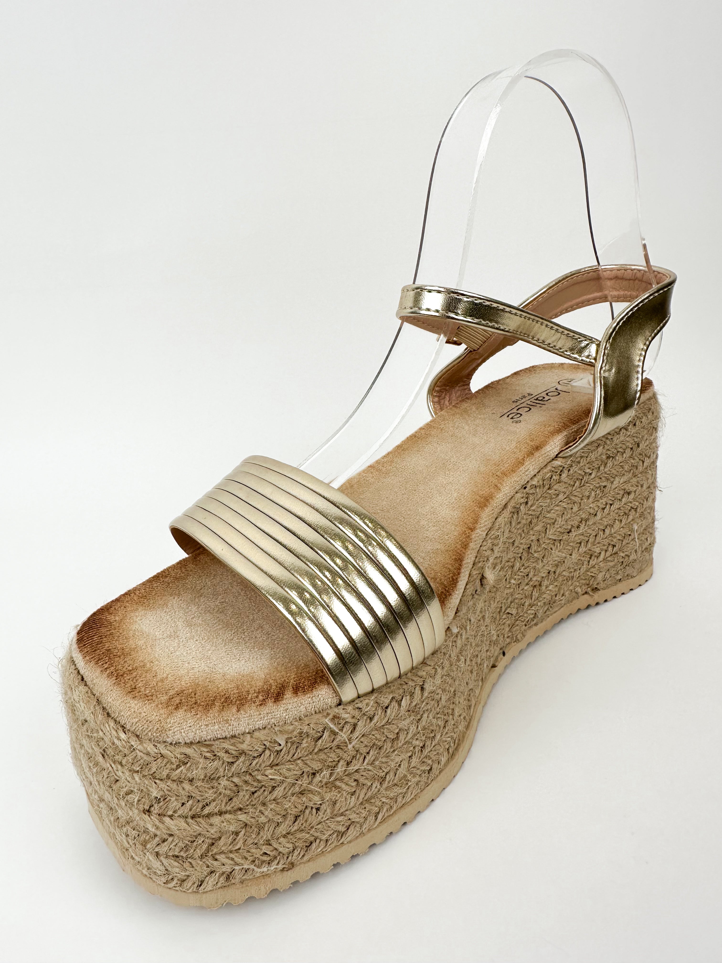 Gold band platform wedges