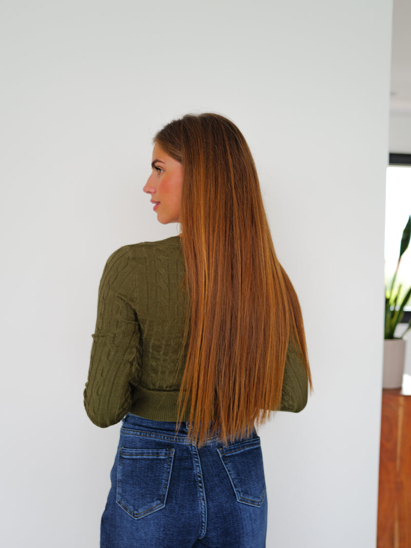 Khaki braided sweater