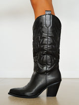 Black cowboy high boot