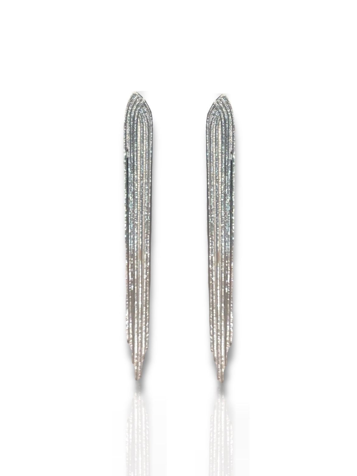 Silver plated cascade triangle earrings