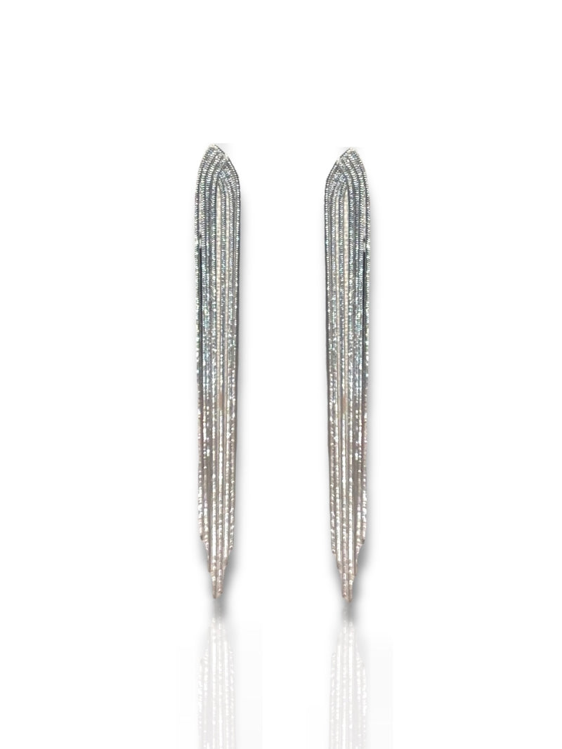 Silver plated cascade triangle earrings