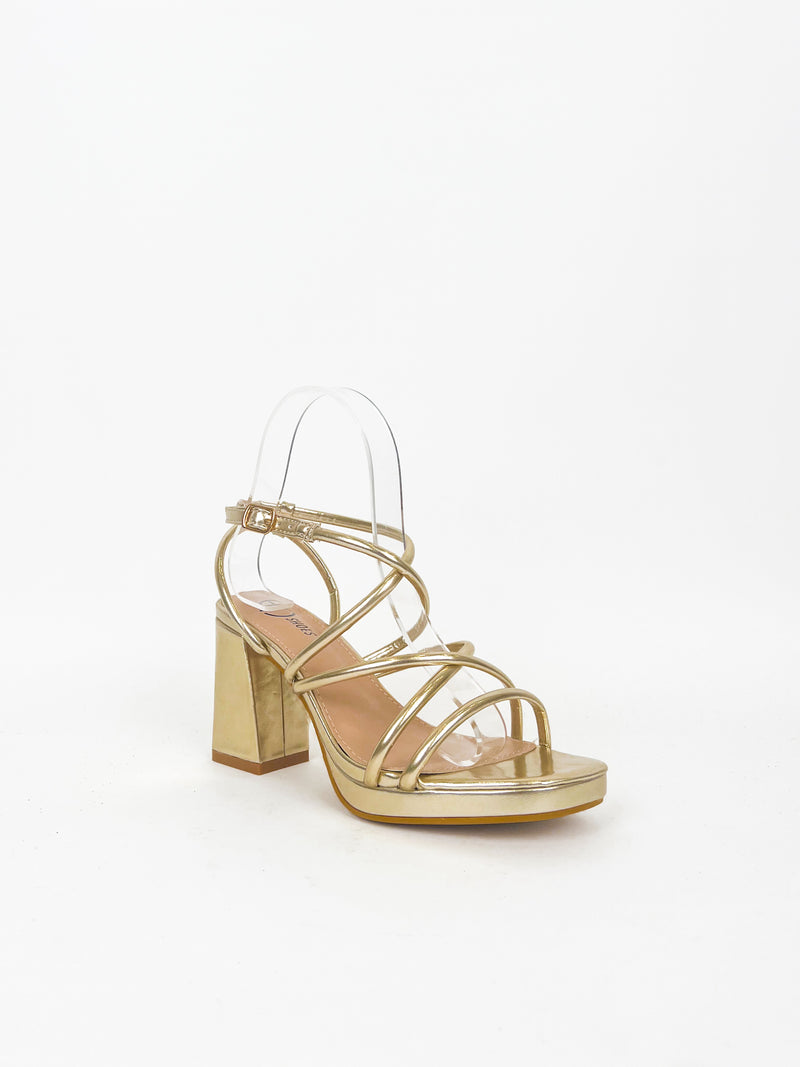 Gold interlaced platform sandal