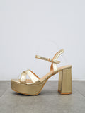 Gold crossed bands sandal
