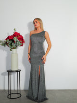 Lurex dress with silver knot back