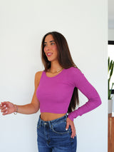 Fuchsia assimilated sleeve top