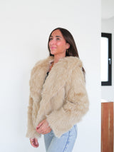 Beige fur lapel jacket