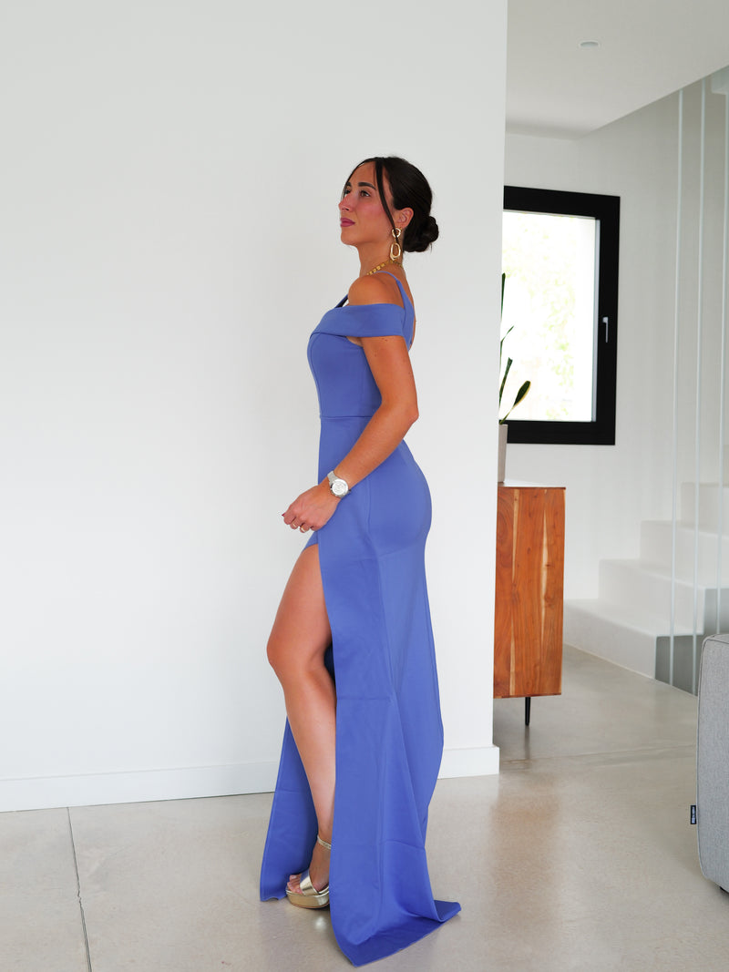 Asym dress double blue band