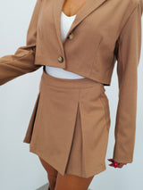 Brown split skirt with slits set