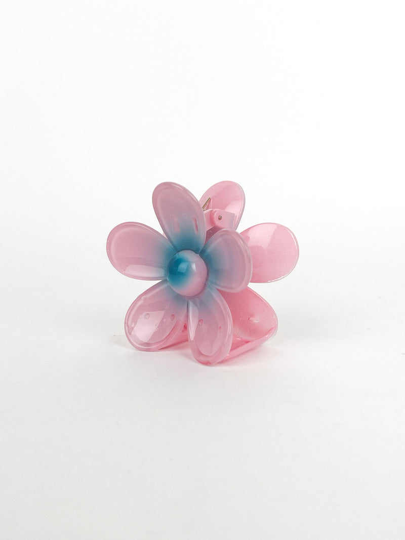 Turquoise pink flower clip