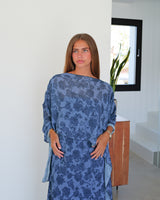 Choker word dress blue print