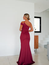 Asym double band dress burgundy