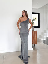 Lurex dress with silver knot back