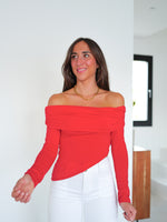 Asymmetrical red boat top