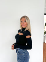 Black slit sweater